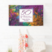 50と素晴らしい抽象芸術パープルカスタム誕生日 横断幕 (インサイチュ)