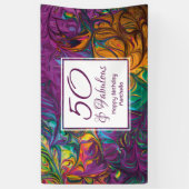 50と素晴らしい抽象芸術パープルカスタム誕生日 横断幕 (縦)