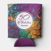50と素晴らしい抽象芸術パープルカスタム誕生日 缶クーラー (正面)