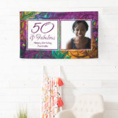 50と素晴らしい抽象芸術パープルフォト誕生日 横断幕 (インサイチュ)