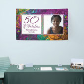 50と素晴らしい抽象芸術パープルフォト誕生日 横断幕 (トレードショー)