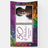 50と素晴らしい抽象芸術パープルフォト誕生日 横断幕 (縦)