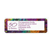 50と素晴らしい抽象芸術パープル差出人住所 ラベル (正面)