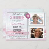 50と素晴らしい招待状誕生日パーティー 招待状 (正面/裏面)