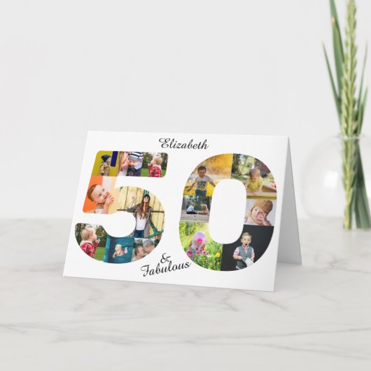 50と素晴らしい数々のフォトフレンド50誕生日 カード (正面)