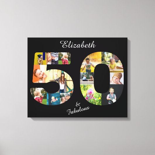 50と素晴らしい数々のフォトフレンド50誕生日 キャンバスプリント (正面)