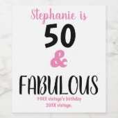 50と素晴らしい文字誕生日パーティー ワインラベル (シングルラベル)