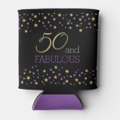 50と素晴らしい星模様 |紫の金ゴールドブラック 缶クーラー (正面)