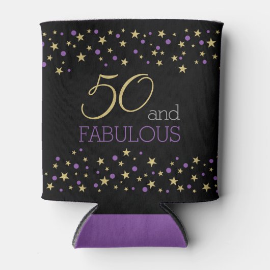 50と素晴らしい星模様 |紫の金ゴールドブラック 缶クーラー (正面)