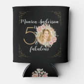 50と素晴らしい水の色のフローラフォトブラック 缶クーラー (正面)