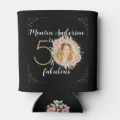 50と素晴らしい水の色のフローラフォトブラック 缶クーラー (裏面)