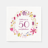 50と素晴らしい水の色のフローラ名誕生日 スタンダードカクテルナプキン (正面)