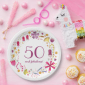 50と素晴らしい水の色のフローラ誕生日パーティー ペーパープレート (パーティー)
