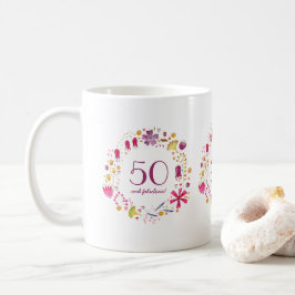 50と素晴らしい水の色のフローラ誕生日 コーヒーマグカップ
