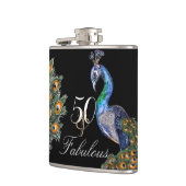 50と素晴らしい水エレガント色ピーコック誕生日 フラスク (左)