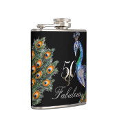 50と素晴らしい水エレガント色ピーコック誕生日 フラスク (右)