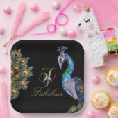 50と素晴らしい水エレガント色ピーコック誕生日 ペーパープレート (パーティー)