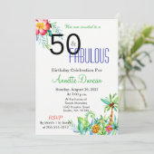 50と素晴らしい熱帯フローラパーティの招待状 招待状 (スタンド正面)