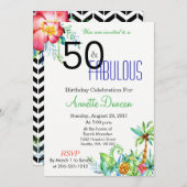 50と素晴らしい熱帯フローラパーティの招待状 招待状 (正面/裏面)