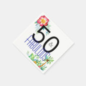 50と素晴らしい熱帯フローラ50誕生日 スタンダードカクテルナプキン (角)
