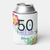 50と素晴らしい熱帯50番目の誕生日追加の名前 缶クーラー (缶裏面)