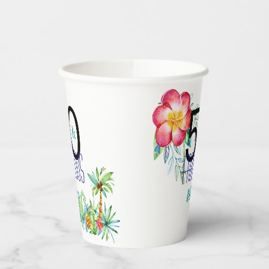 50と素晴らしい熱帯50誕生日追加名 紙コップ (左)