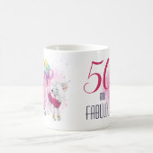 50と素晴らしい犬の水の色ピンクのコーヒーマグ コーヒーマグカップ (中央)