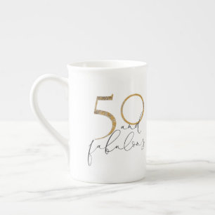 50と素晴らしい白黒と金ゴールド50誕生日 ボーンチャイナマグカップ