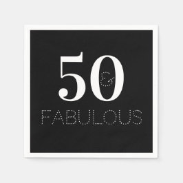 50と素晴らしい白黒の誕生日パーティー スタンダードカクテルナプキン