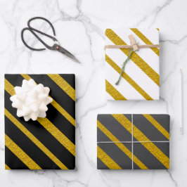 50と素晴らしい白黒グレーと金ゴールド ラッピングペーパーシート