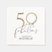 50と素晴らしい白黒金ゴールド パーソナライズされた スタンダードカクテルナプキン (正面)