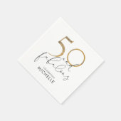 50と素晴らしい白黒金ゴールド パーソナライズされた スタンダードカクテルナプキン (角)