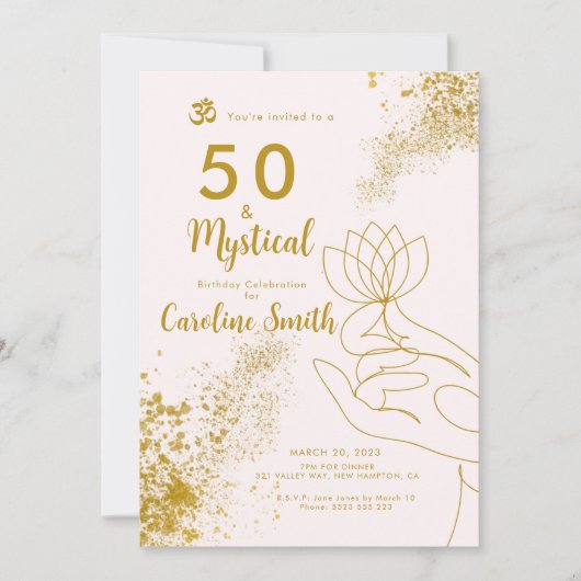 50と素晴らしい神秘的50誕生日 招待状 (正面)