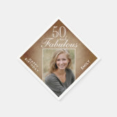 50と素晴らしい素朴ベージュ写真50誕生日 スタンダードカクテルナプキン (角)