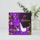 50と素晴らしい紫のマゼンタの誕生日パーティー 招待状 (スタンド正面)