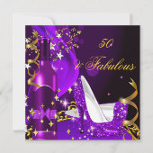 50と素晴らしい紫のマゼンタの誕生日パーティー 招待状 (正面)