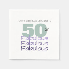 50と素晴らしい紫の誕生日パーティー スタンダードカクテルナプキン