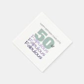 50と素晴らしい紫の誕生日パーティー スタンダードカクテルナプキン (角)