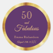 50と素晴らしい紫の金ゴールド名 ラウンドシール (正面)