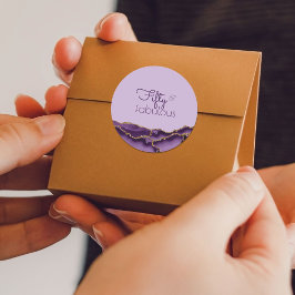 50と素晴らしい紫の金ゴールド手紙のお願い ラウンドシール