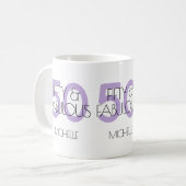 50と素晴らしい紫モダンの50歳の誕生日パーティー コーヒーマグカップ (正面左)