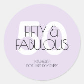 50と素晴らしい紫モダンの50歳の誕生日パーティー ラウンドシール (正面)