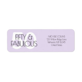 50と素晴らしい紫モダンの50歳の誕生日パーティー ラベル