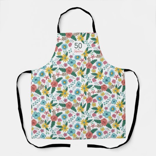 50と素晴らしい緑のエレガントフローラ水の色c エプロン (正面)