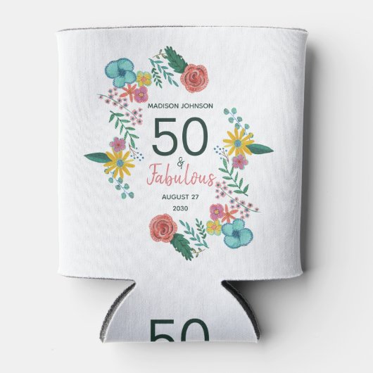 50と素晴らしい緑のエレガントフローラ水の色wi 缶クーラー (正面)