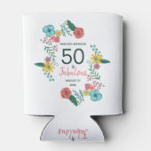 50と素晴らしい緑のエレガントフローラ水の色wi 缶クーラー (裏面)