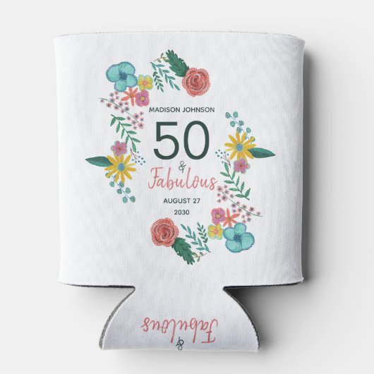 50と素晴らしい緑のエレガントフローラ水の色wi 缶クーラー (裏面)