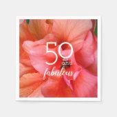 50と素晴らしい花の写真の誕生日パーティー スタンダードカクテルナプキン (正面)