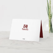 50と素晴らしい葉レッド50誕生日写真 カード (裏面)