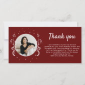 50と素晴らしい葉レッド50誕生日写真 サンキューカード (正面)